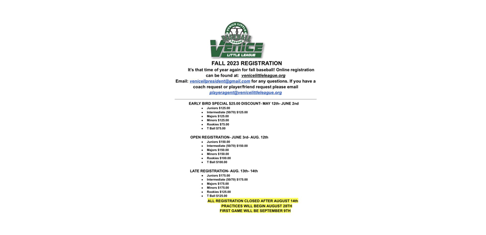 2023 FALL REGISTRATION IS OPEN