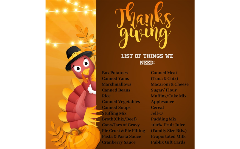 Items needed for Food Drive